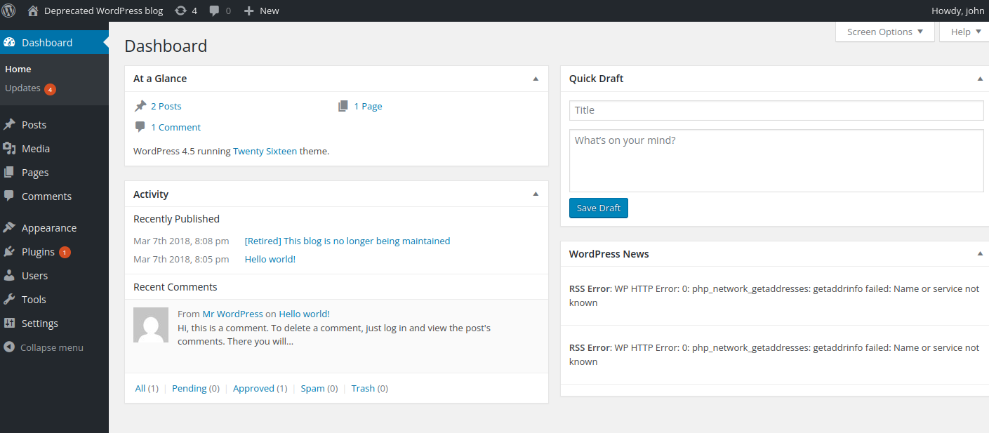 pannello wordpress